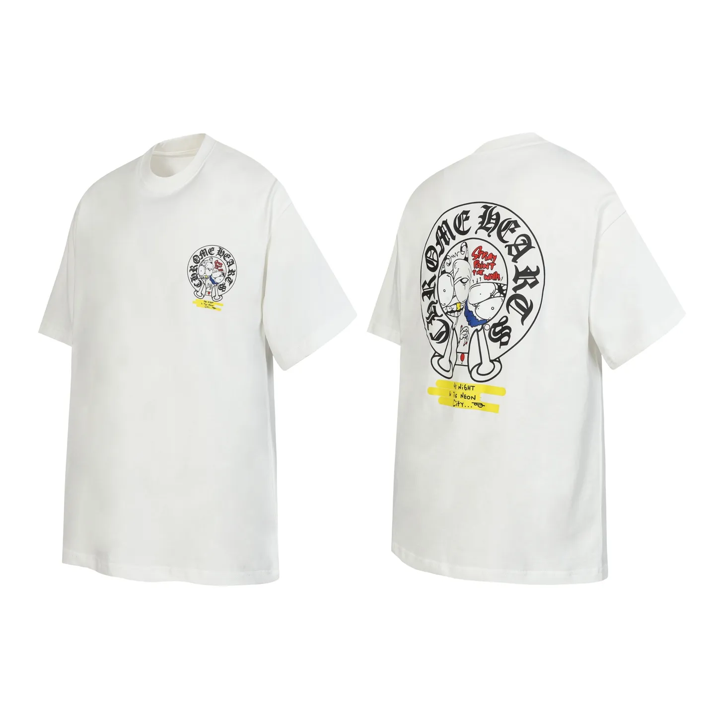 P150 Chrome Hearts CH Chrome Hearts colorful horseshoe Sanskrit city limited letter printed short-sleeved T-shirt Printed with direct injection imported machine Hardware and accessories are all milled and customized Correctly configured Black 2025 Chrome Hearts authentic packaging 260 grams of custom-dyed double yarn cotton Large version Loose and stylish Different from low version slim and long version The upper body stretches the hips 100% commitment: top quality Not fast food The highest version on the market Top quality - different from the ordinary versions on the market If you care about quality, you should also respect the price. Absolutely 0 after-sales service and 0 return rate so far. It’s hard not to love the style - 260g double yarn cotton custom dyed fabric - Correct high-density main mark, washed tag, hand-sewn